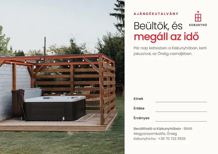 Kiskunyhó ajándékutalvány, 1. design: Jakuzzi